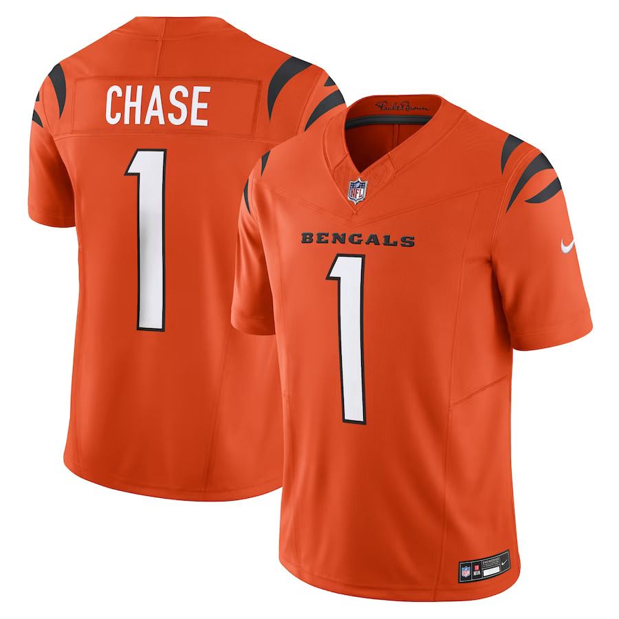 Men Cincinnati Bengals 1 Ja Marr Chase Nike Orange Vapor F.U.S.E. Limited NFL Jersey